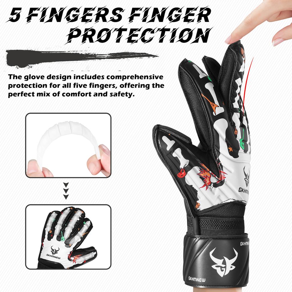Soccer Goalkeeper Gloves for Youth Adults Kids Football Gloves Providing Super Strong Grips and Finger Protection Size 6-10