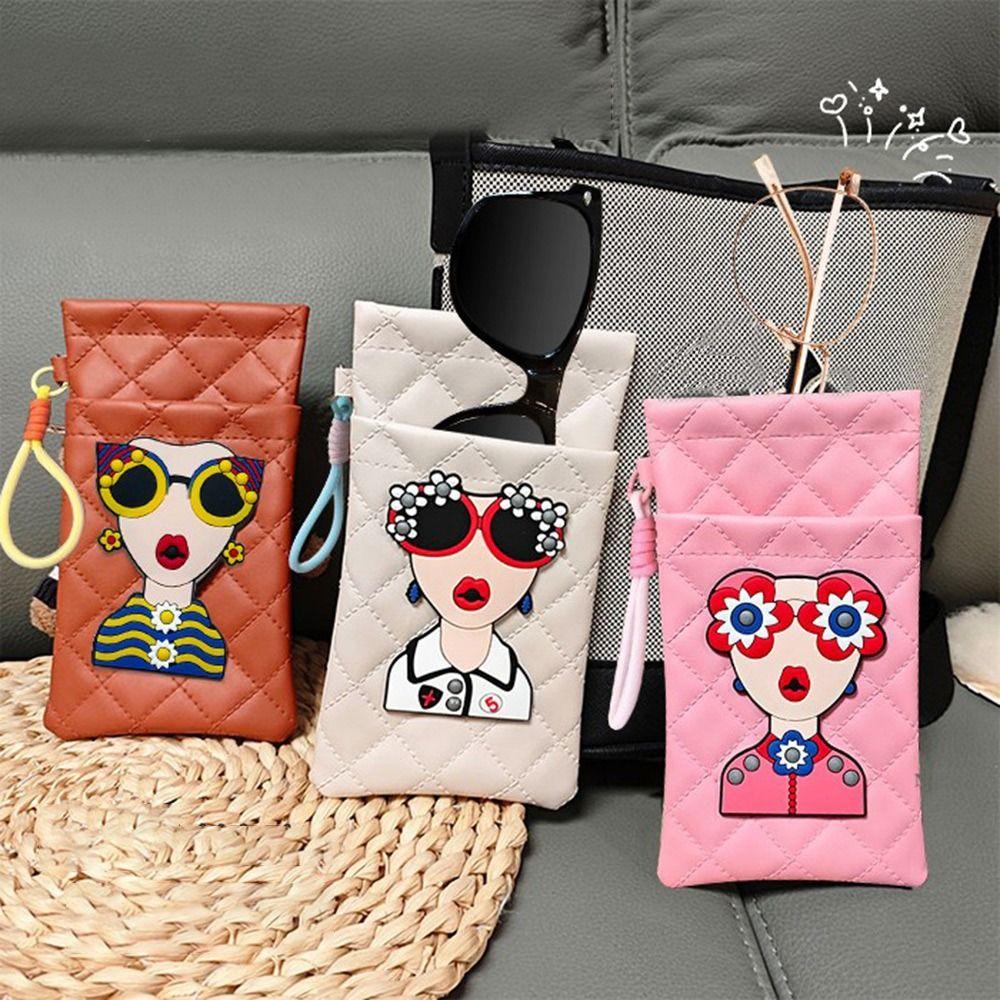 

Portable Sunglasses Bag PU Leather Cosmetic Bag Gifts Double-layer Eyeglasses Pouch бежевий