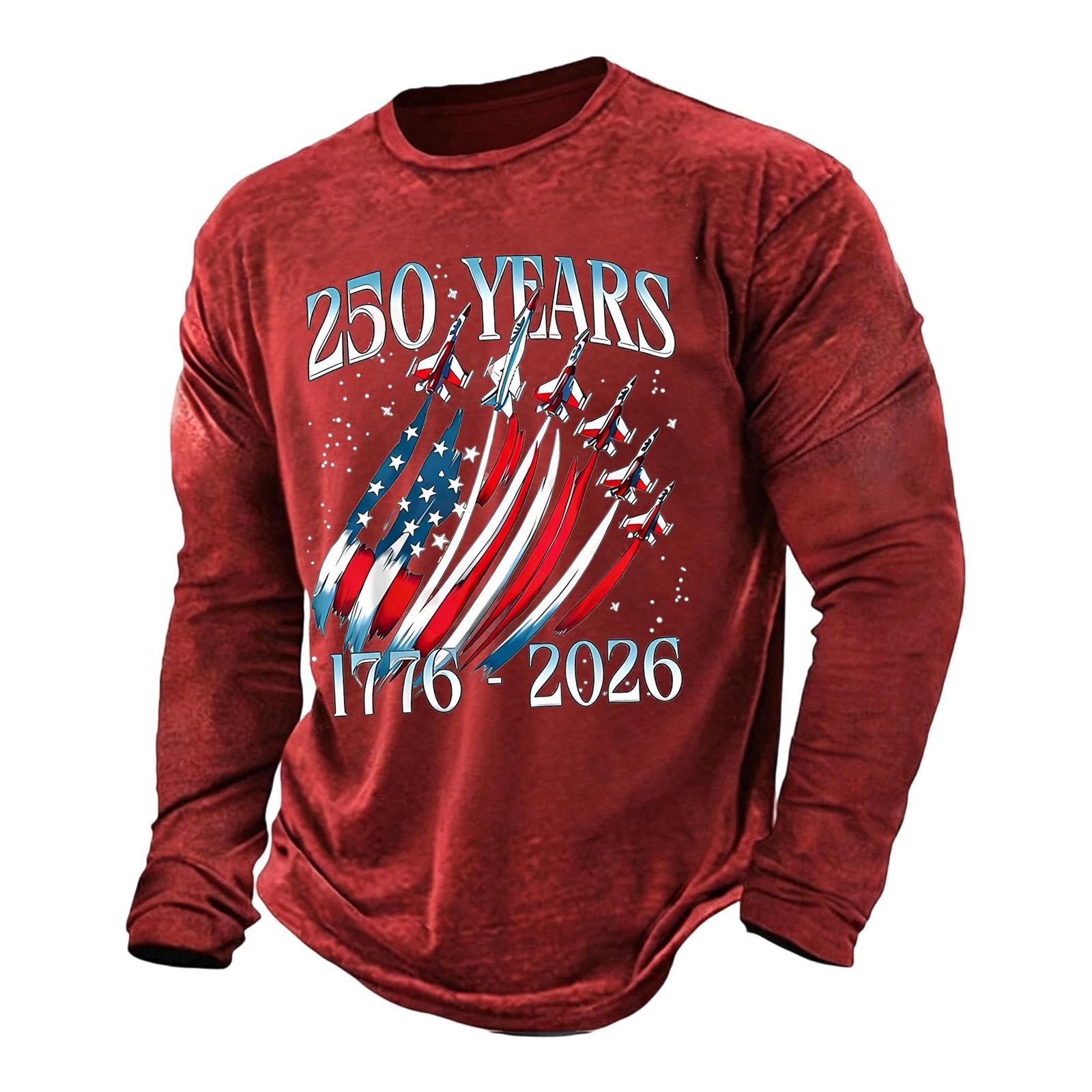 

Men s Casual Short Sleeve Shirt Printed Design Commemorative 250 Years 1776-2026 Classic Fit Lightweight Fabric Summer Wear XXL красный