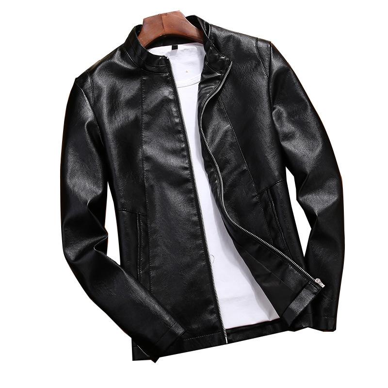 Men's Large Size Leather Jacket, Men's Autumn Stand Collar Leather Jacket, Men's Trendy Leather Jacket, Men's