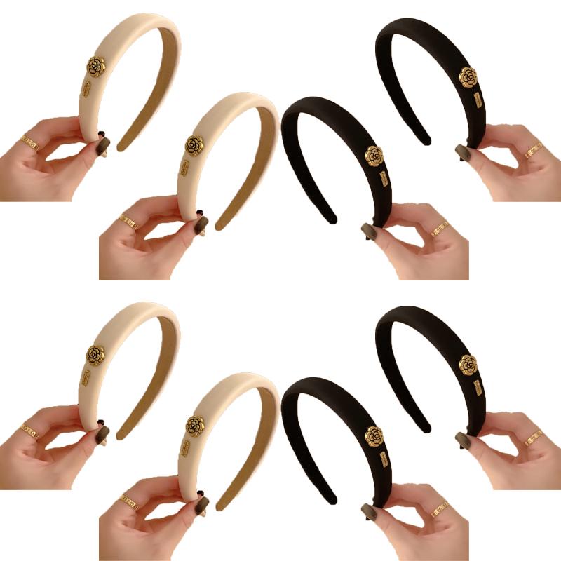 French retro sponge headband camellia decoration simple and elegant temperament hair band hair accessories