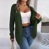 Women Autumn Winter Casual Pocket Solid Color Long Sleeve Knitted Sweater Cardigan