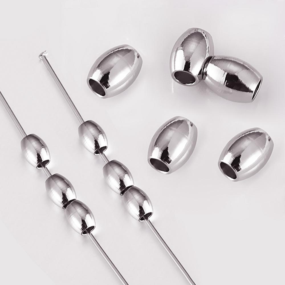 10-40pcs Stainless Steel Long Oval Cylinder Spacer Beads Charm Loose Bead for DIY Leather Bracelets Necklace Jewelry Making