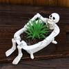 Halloween Decoration Skull Planter Bathtub Resin Crafted Plant Container For Home Office Or Garden