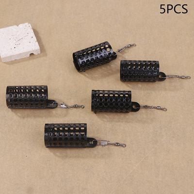 5Pcs Fishing Tackle Feeder Cage Iron Lure Fishing Feeders Round Square Feeder Basket Cage Fishings Lure Cage