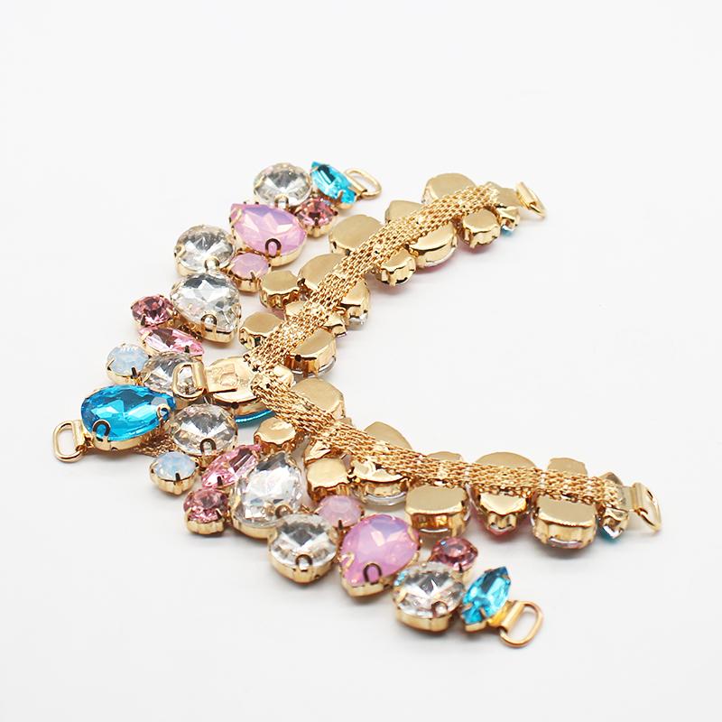 1pc/batch 110mm Pink Waterdrop Diamond Rhinestone Chain Acrylic Bikini Buckle DIY Hand Sewn Beach Shoes Apparel
