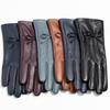 Women's Colorful Genuine Leather Gloves Bow Sheepskin Gloves  Women's Warm Cycling Clothing Gloves for Autumn and Winter