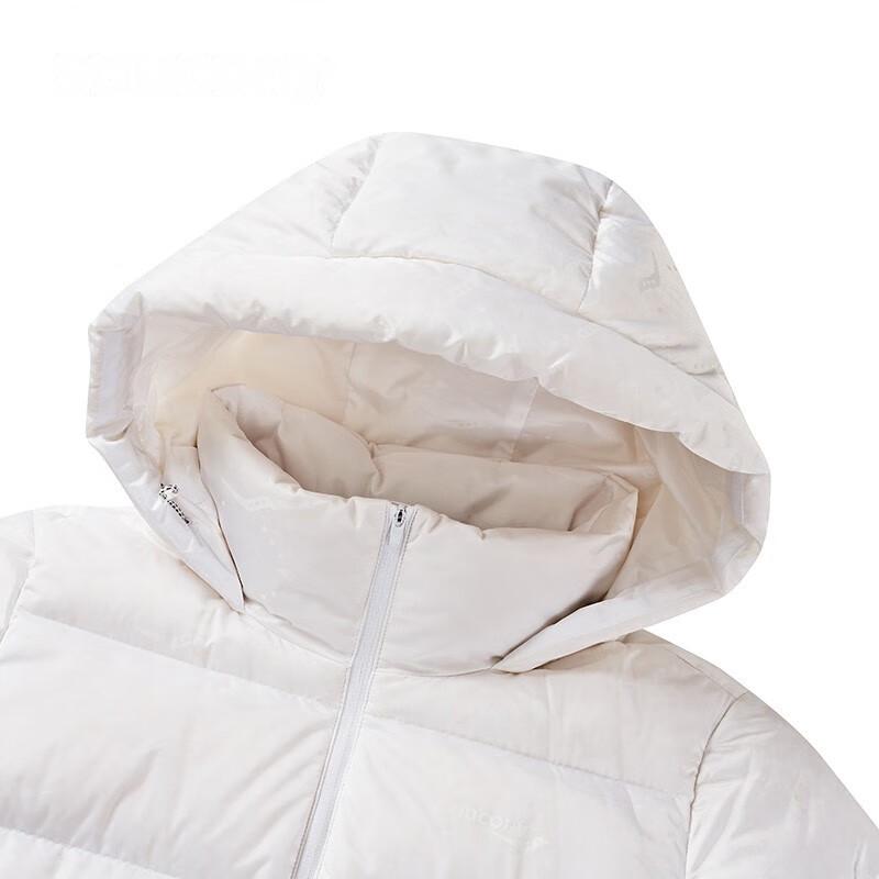 SAUCONY Solid Color Hooded Woven Jacket Down Coat Women Outerwear Pearl-White SC1230098A-WT02