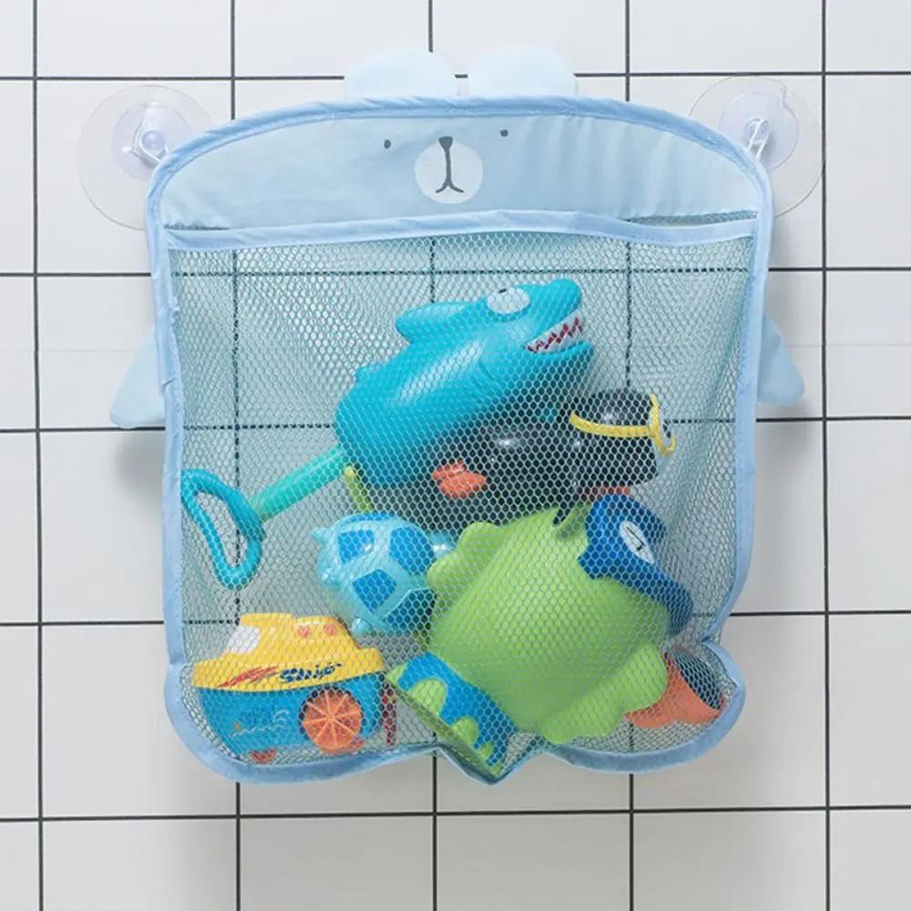 

Portable Quick Dry Baby Bath Toy Storage Bag Wall-mounted High Capacity Toys Organizer Drain Water Cartoon Toddlers Mesh Bag синий