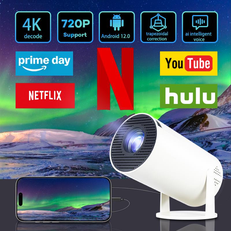

HY300 Розумний HD Проектор: Портативний для дому, спальні або гуртожитку, настінна проєкція EU Plug