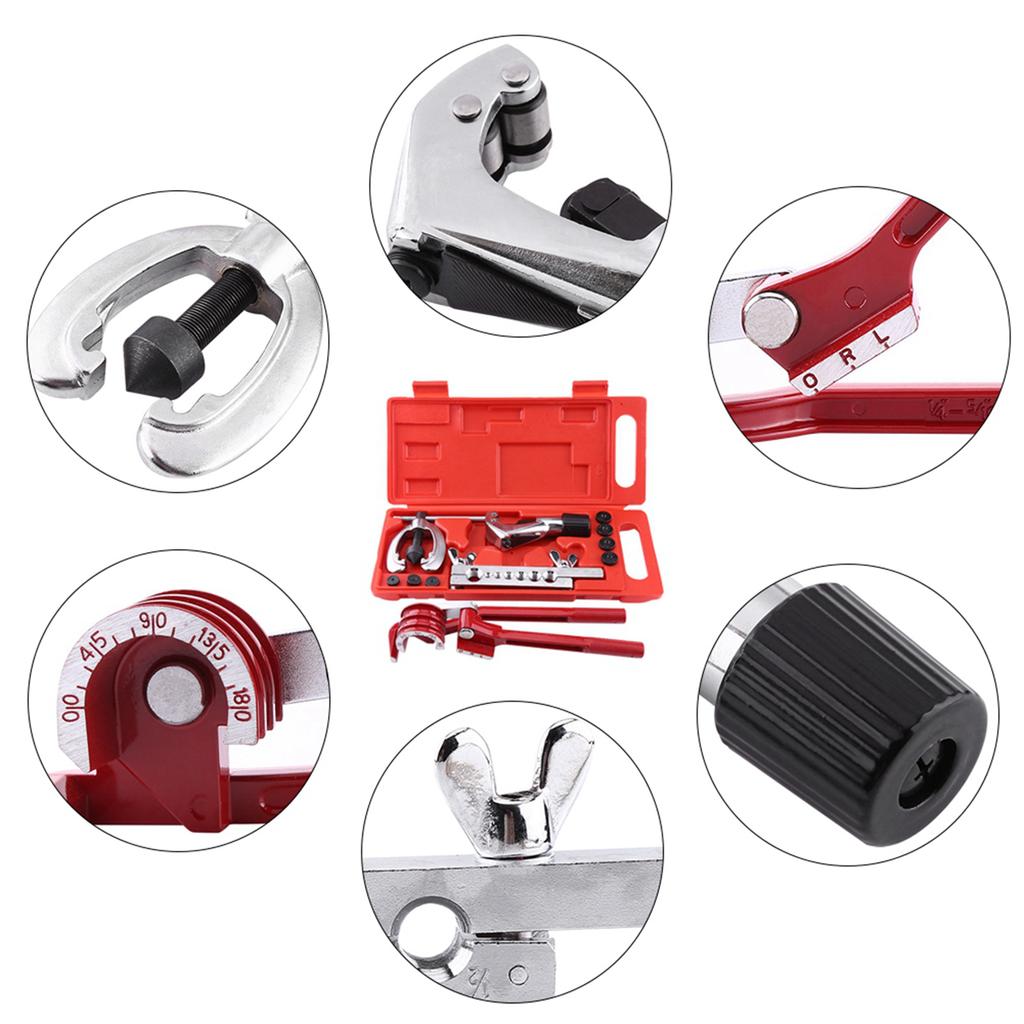 11pc Pipe Flaring Kit Brake Fuel Tube Repair Flare Kit With Cutter Bending Tool Set