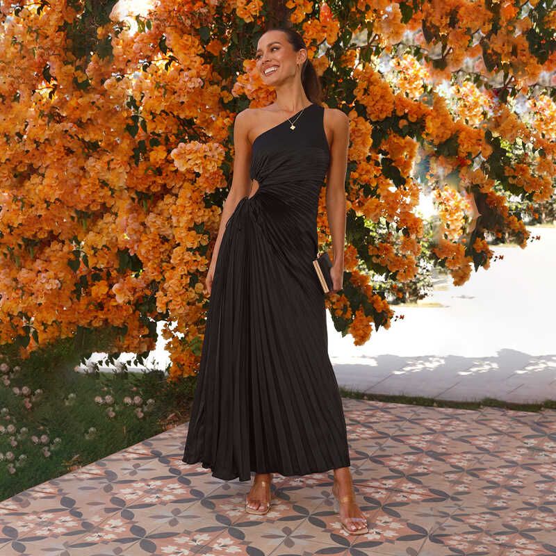 Women One Shoulder Evening Dress Fashion Silm One Shoulder Cut Out Formal Dress Dress