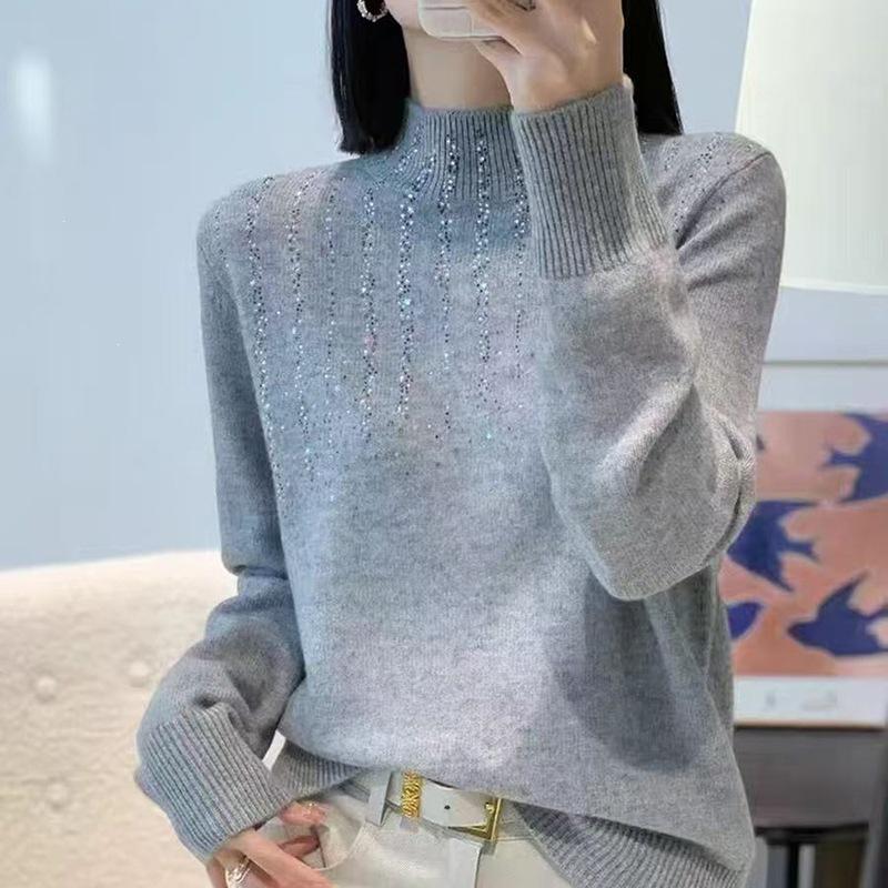 Base Layer Women's Semi-high-neck Knitted Sweater Women's Loose-fitting Inner Sweater