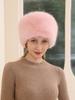 Fashion Women Bucket Hat Flat Top Fox Fur Plush Winter Hat Warm Thickened Ear Protection Windproof Outdoor Hats For Women