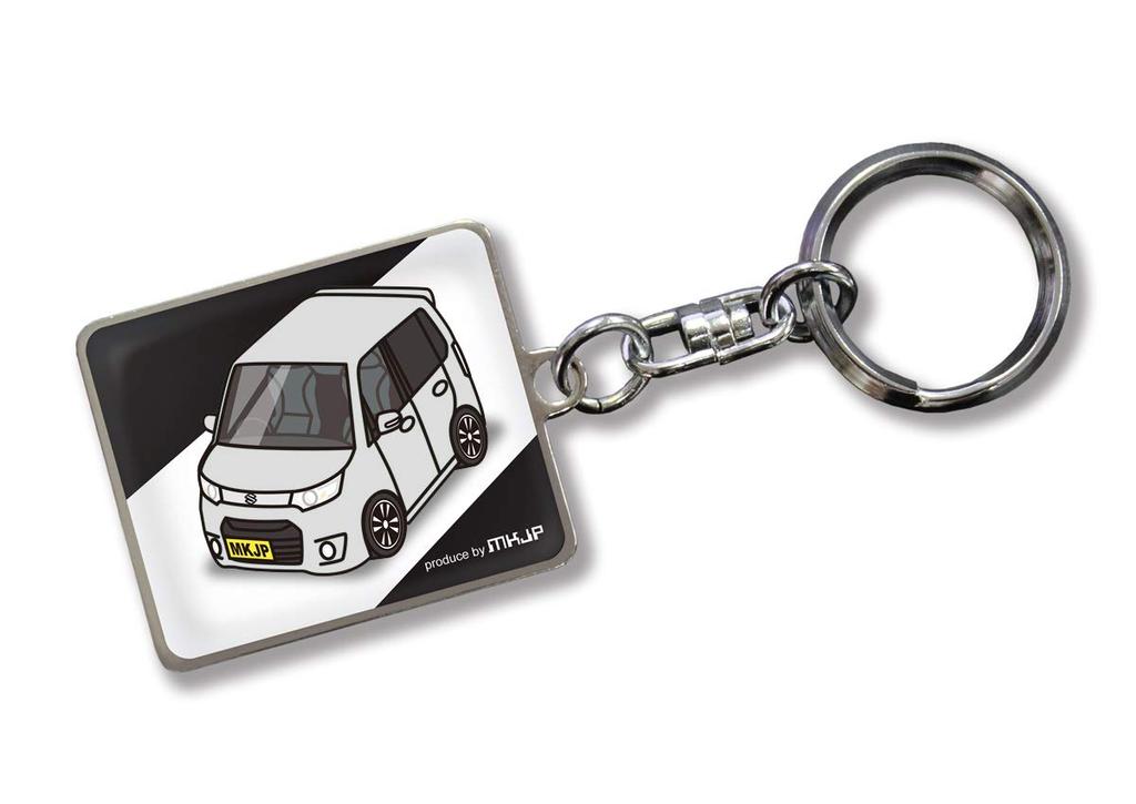 MKJP Custom Keychain for Suzuki Wagon R Stingray Black Silver Car Color MH34S, Base,