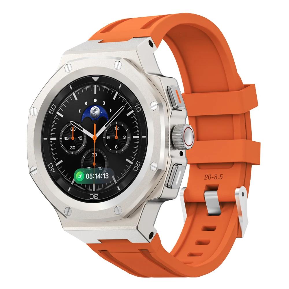Metal Case Rubber Band For Samsung Watch 8 40mm 44mm 8Classic 46mm Luxury Modification Kit  For Watch 8 Refit Kit Accessories