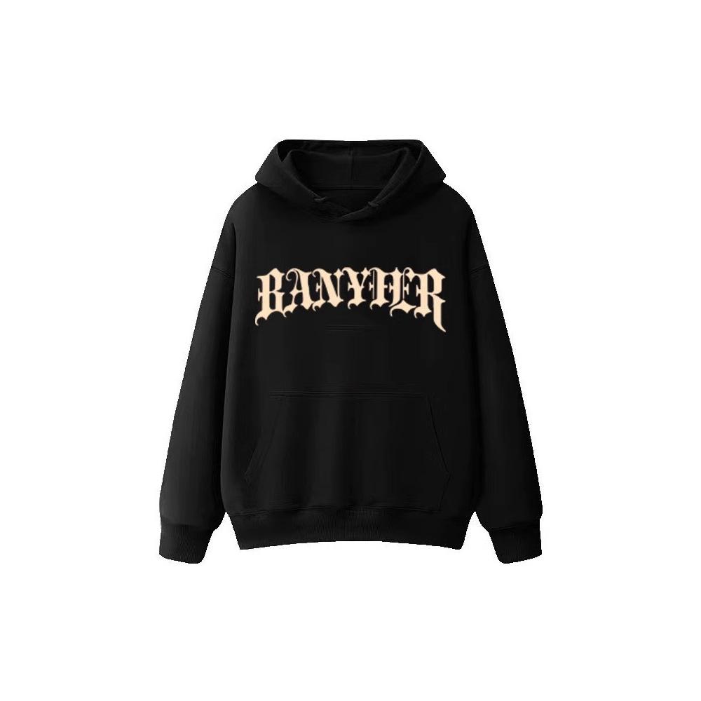 Men's Heavyweight 500G Fleece-Lined Letter Print Hoodie - Autumn/Winter Casual.