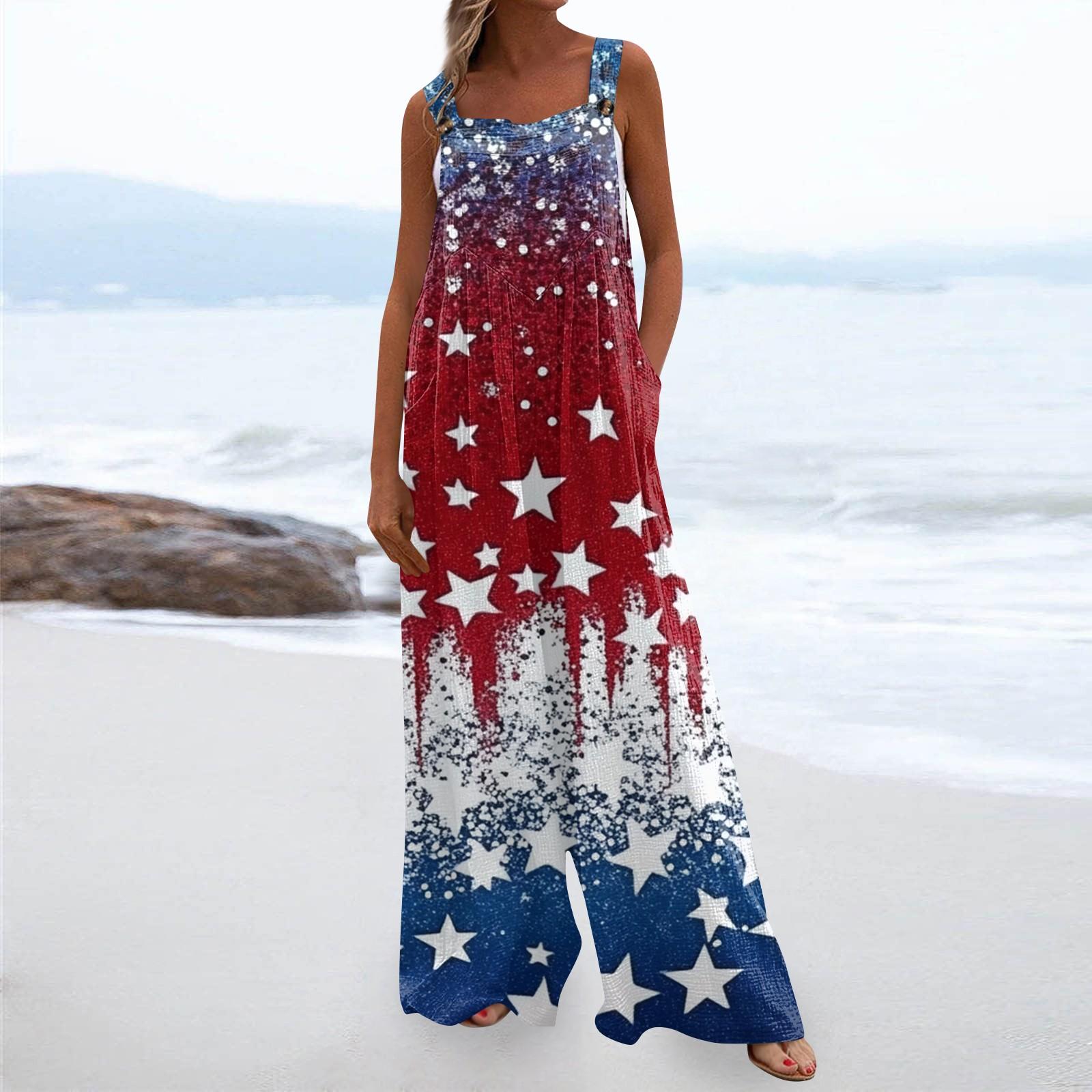 

Женский модный комбинезон с принтом, повседневный свободный винтажный комбинезон с карманами S красный