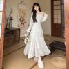 Autumn New French Square Neck Dress Femininity Gentle and Sweet Wind High Waist Slim and Slim Skirt