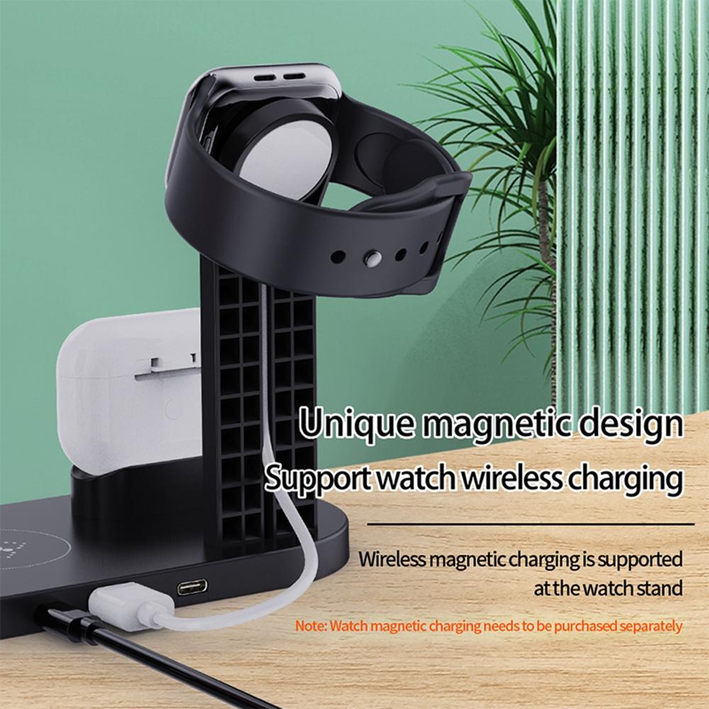 B-07 6-in-1 Desktop Phone Watch Earphone Charging Stand Wireless Charging Dock