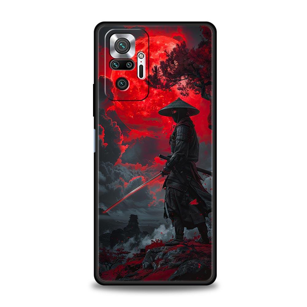 Japanese Bushido Samurai Phone Case For Xiaomi Redmi Note 14 13 5G 10 11 12 Pro Plus 4G 14C 13C 12C 10C Black Cover