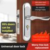 Universal Stainless Steel Indoor Door Lock Adjustable Wooden Door Handle for Bedroom Security Tamper-Free Household Safety