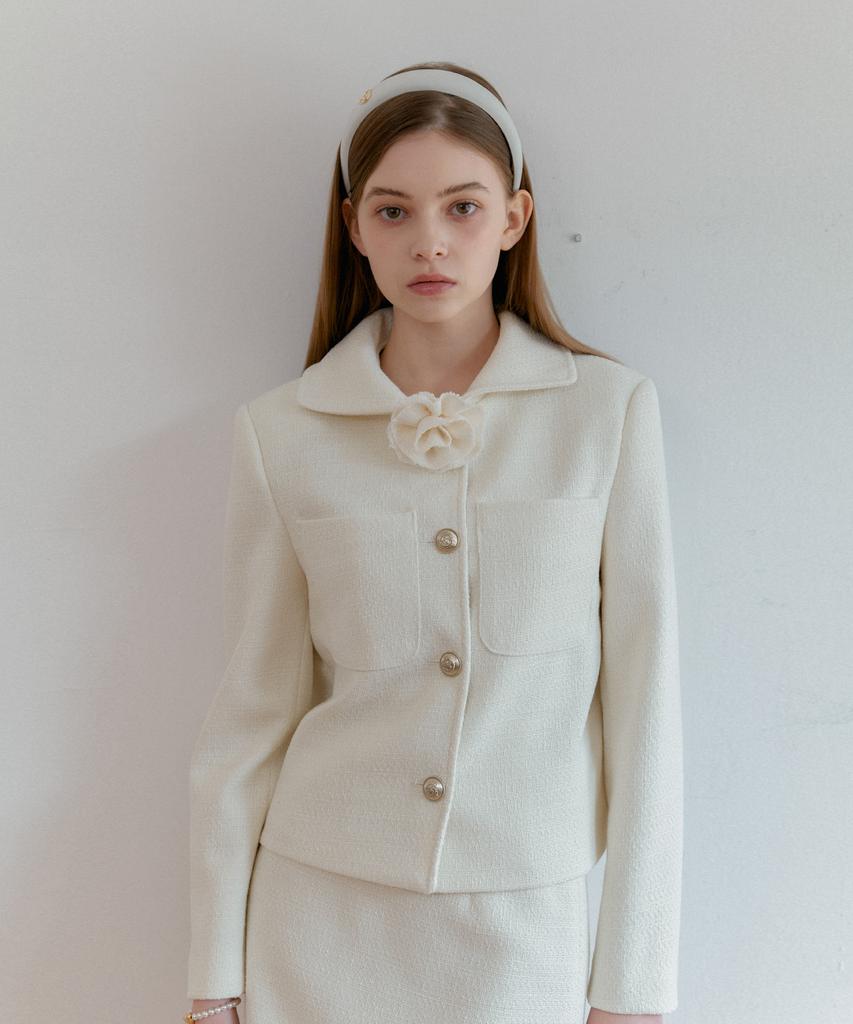 Anoetic Classic Tweed Skirt_Ivory