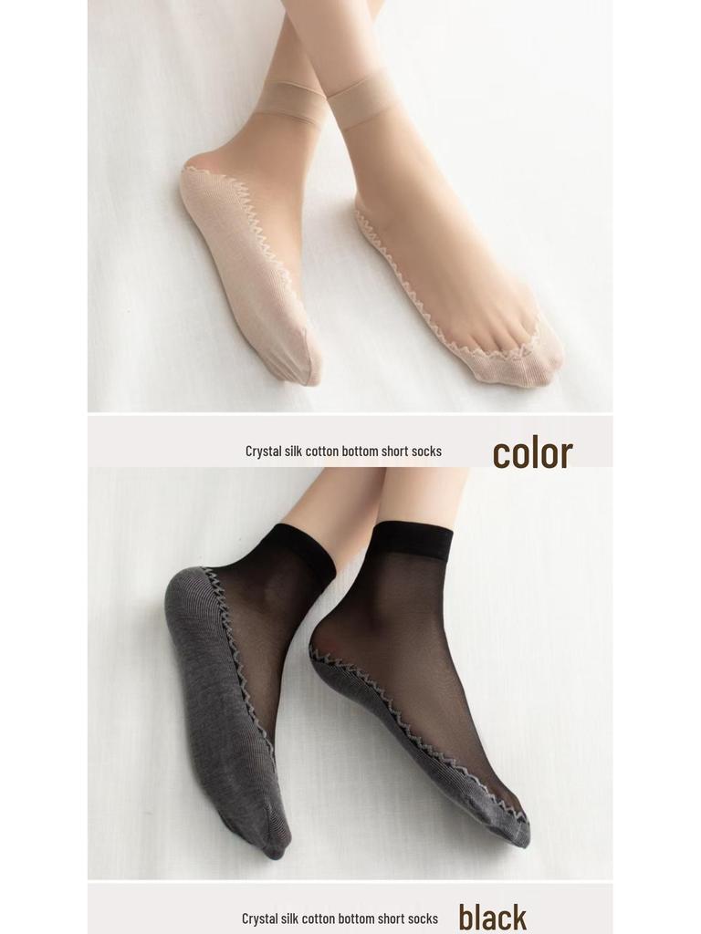 Women's Non-Slip Sheer Silk Socks - Thin, Wear-Resistant, Anti-Snagging Spring/Fall Stockings
