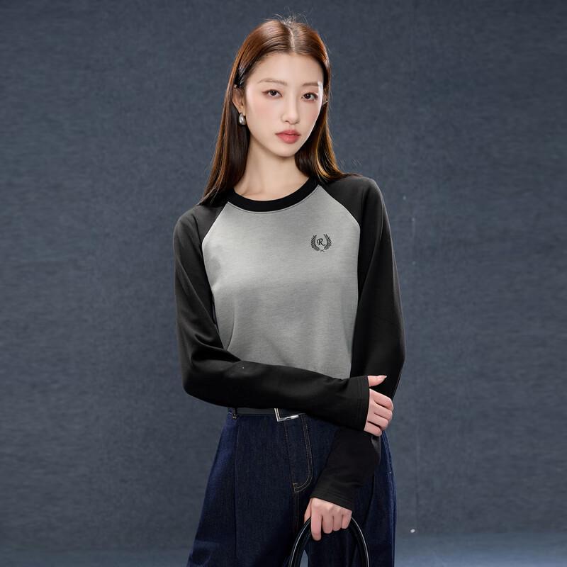 

Sancai Plus Size Women s Winter American Retro Raglan T-shirt 2XL