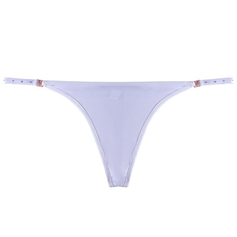 Damen Frühling und Sommer Sexy Metall Schnalle Baumwoll Schritt Nicht Abzeichnend Niedrige Taille Tanga Unterwäsche