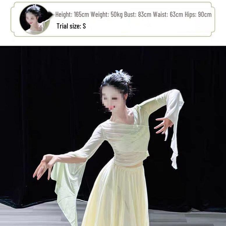 

Women s 720° Green Gradient Flowy Chinese Dance Costume Skirt S