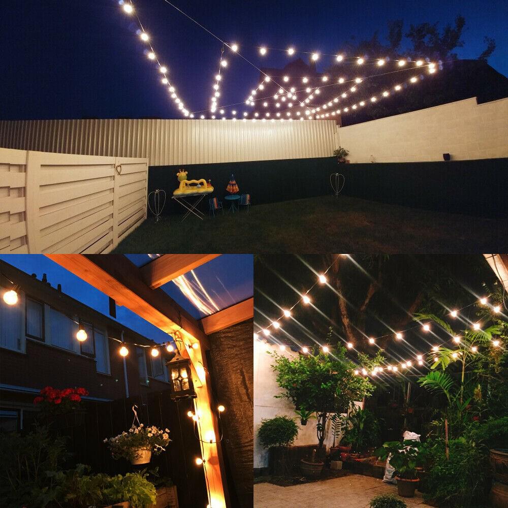 G40 String Lights with 25 Tungsten Filament Bulbs - Plug-In, Energy-Saving, LED, European/American/British Standard, Ideal for Courtyard Use.