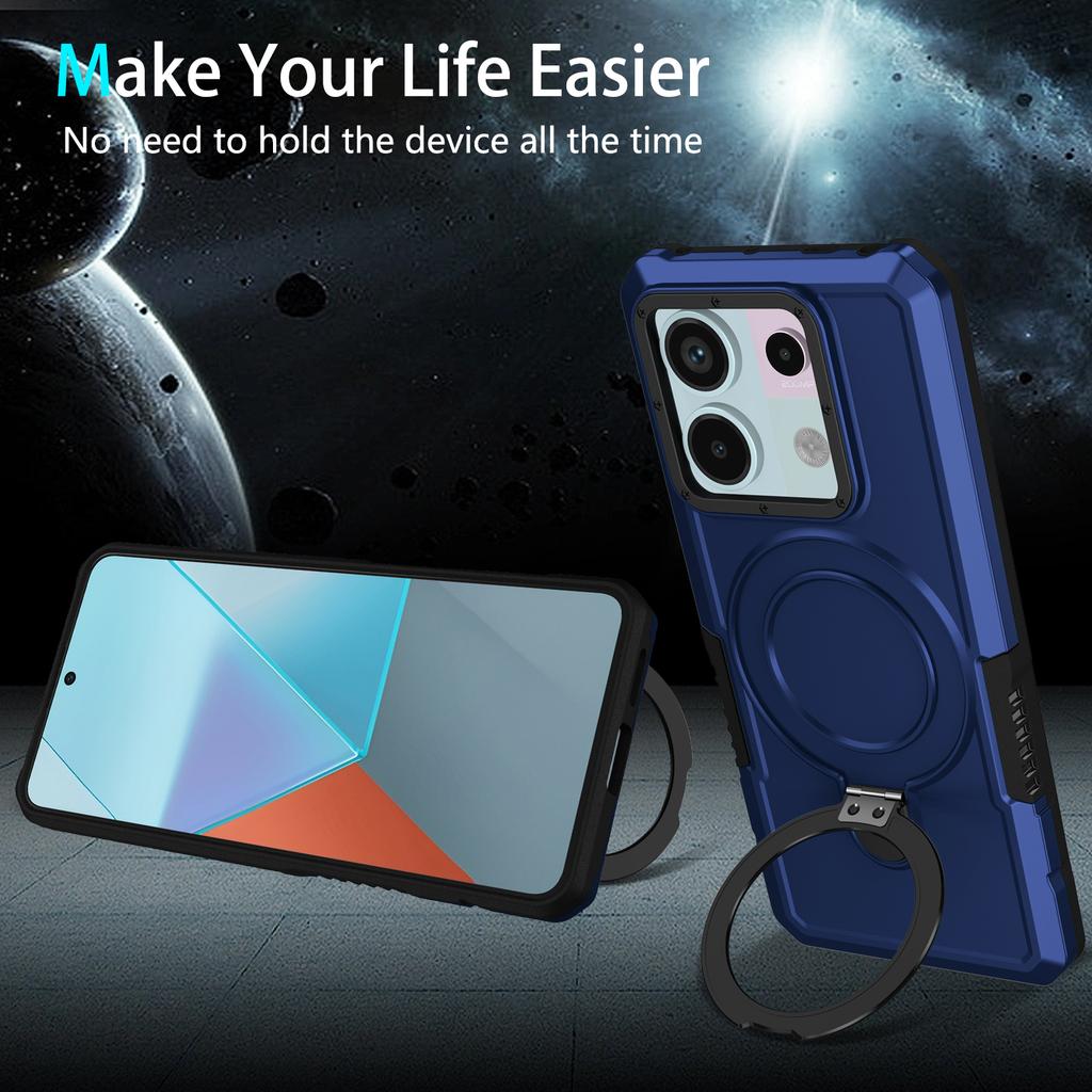 For Xiaomi Poco X6 5G/Redmi Note 13 Pro 5G Case Ring Holder Kickstand TPU+PC Phone Cover