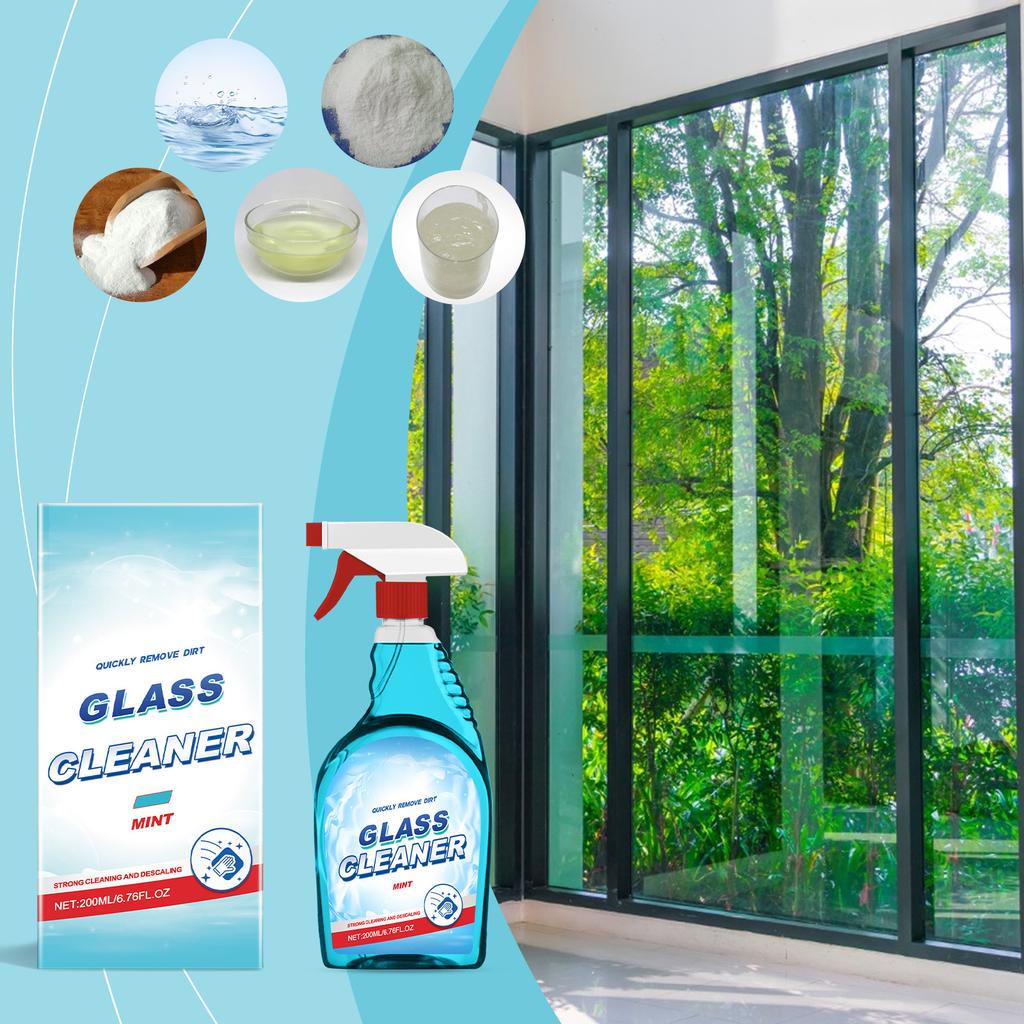 Mint Scented Glass Cleaner, Grease,, And Stains, Leaving Glass Sparkling Clean And .200ml