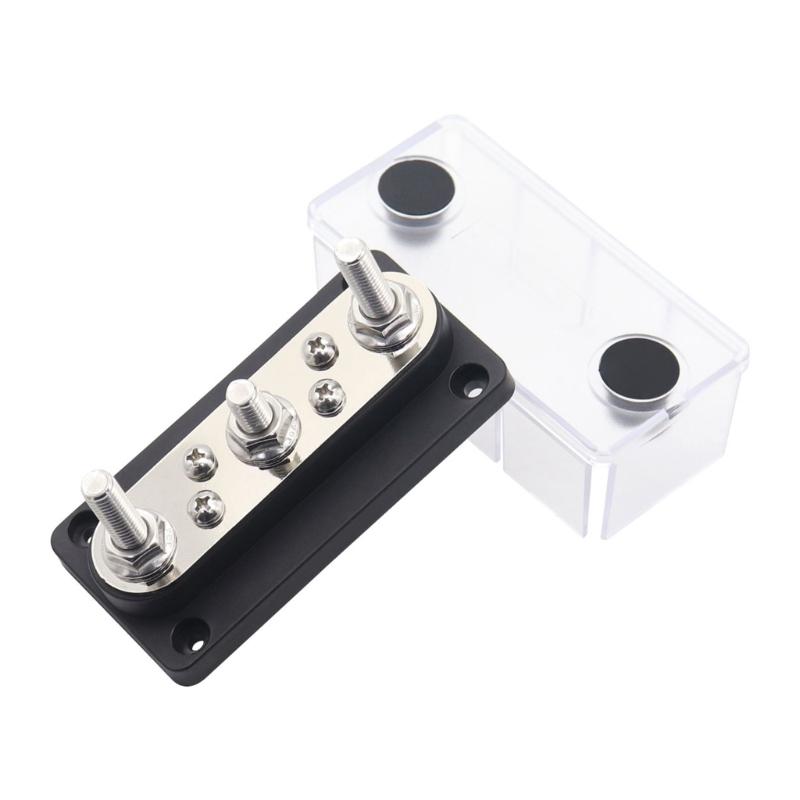 3 Post Power Distribution Block Bus Bar with Cover,150A Rating, Marine Bus Bar, Automobile, and Solar Wiring