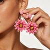 Lafite Grass Fabric Flower Steel Needle Earrings Seaside Vacation Style Fashion Earrings Personalized High End Earrings