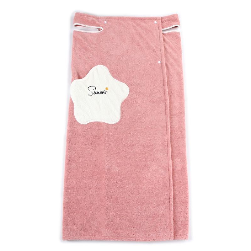 

Plus Size Versatile Sling Bath Skirt - Thickened, Water-Absorbent Coral Fleece Bathrobe with Soft Shoulder Straps 130*80 Short Length (Up to 160 jin) розовый