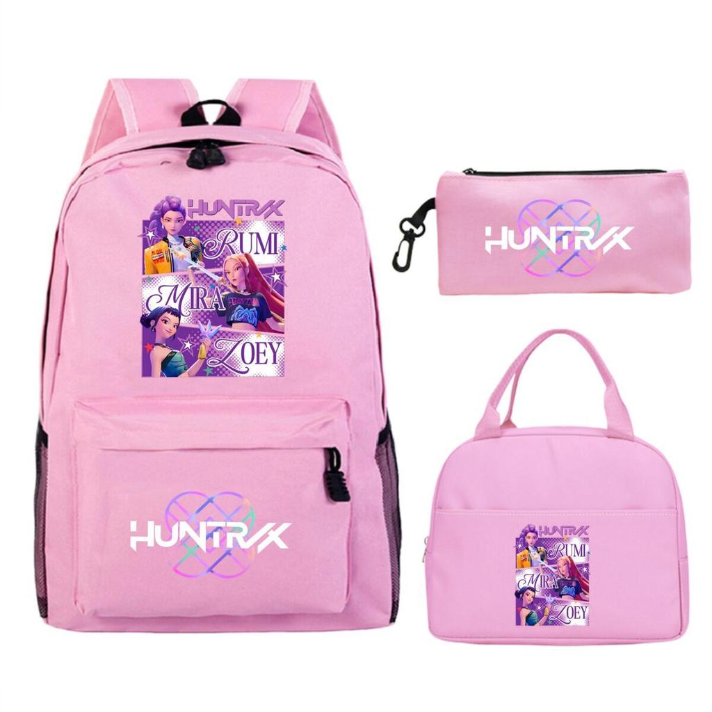 Dämonenjäger Mädchengruppe Peripherieartikel dreiteiliger Schulranzen Grenzüberschreitender Campus Grund- und Sekundarschüler Freizeitrucksack Federmäppchen