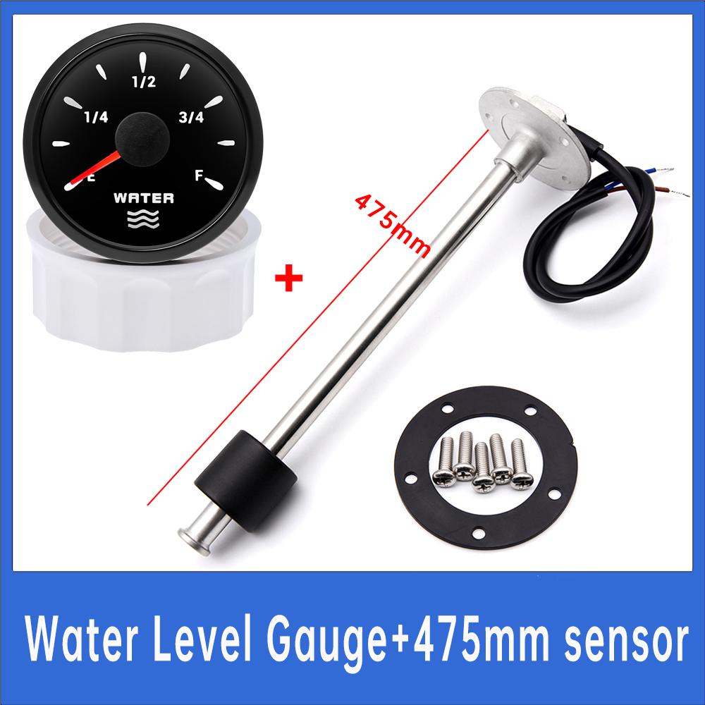 52mm 0-190ohm Water Level Gauge 7 Color Backlight and 100mm-500mm Water Level Indicator Fit for Car Boat Marine 12V 24V