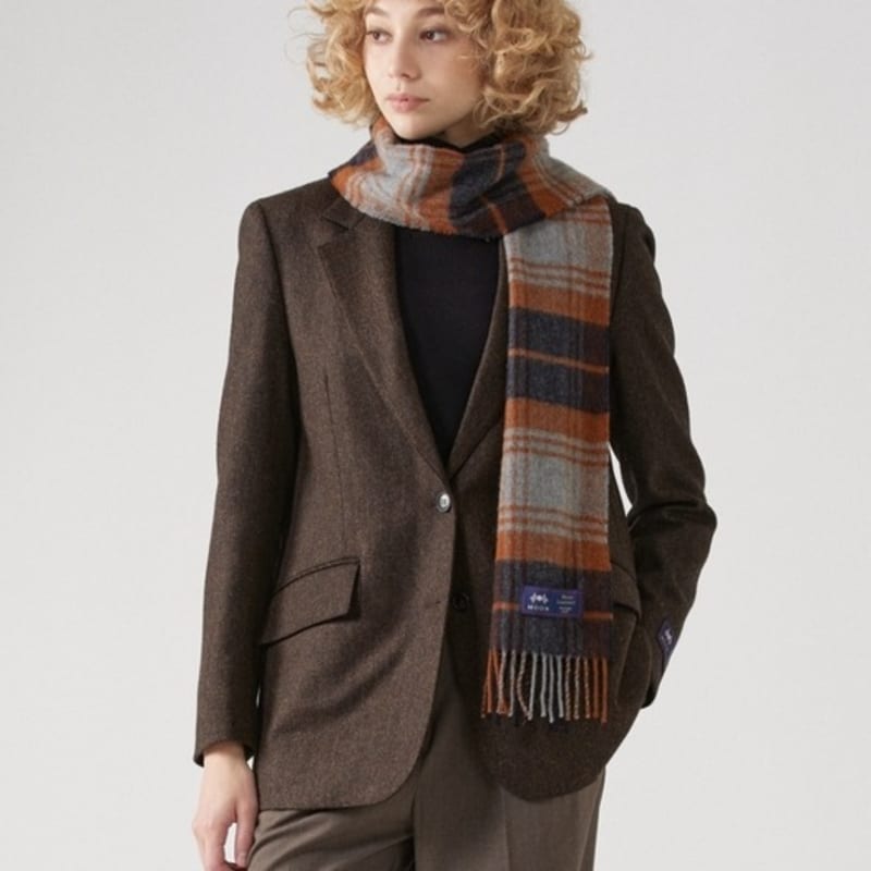 ABRAHAM MOON Merino Wool Muffler 25cm - Brigade Navy Rust