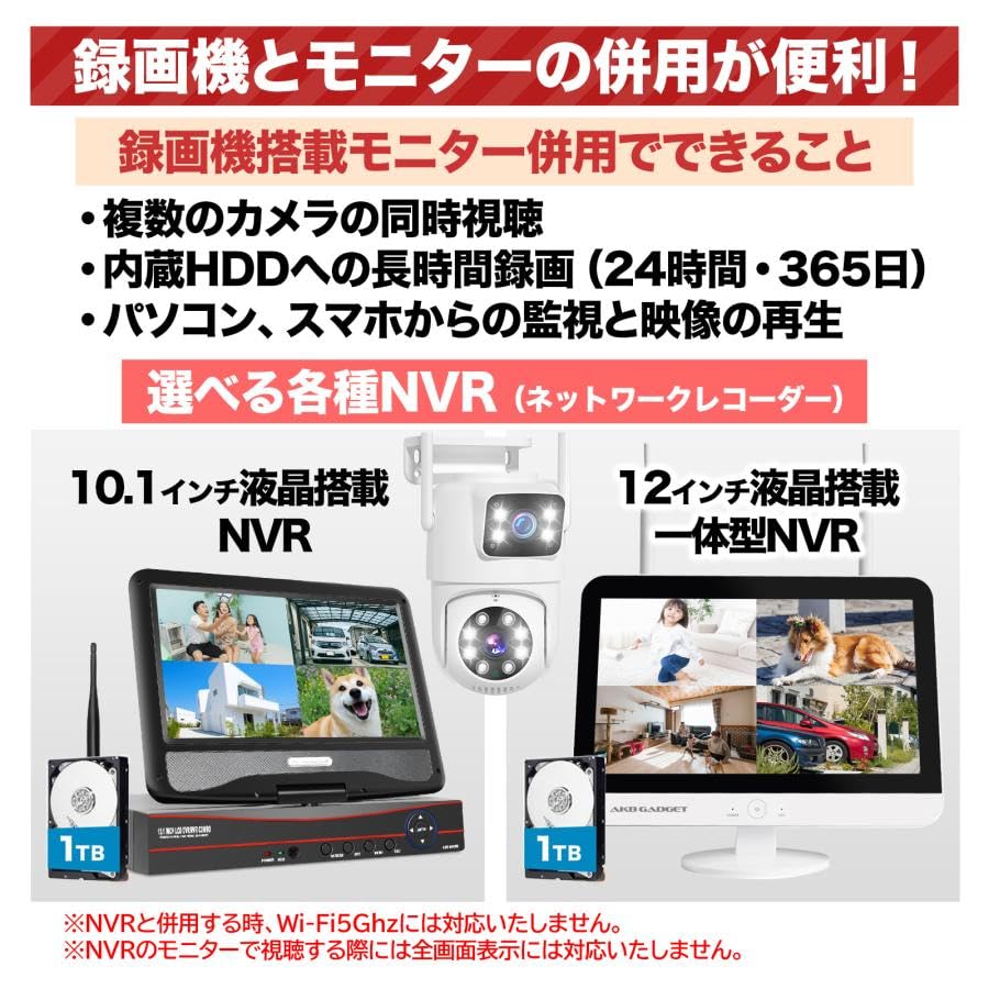 Akiba Gadget Outdoor Drahtlose Sicherheitskamera mit Dual-Monitor Nacht und Funktionen umfassen Farbe Nacht KI Mensch Auto Stimme und Licht Dual-Kugel SD