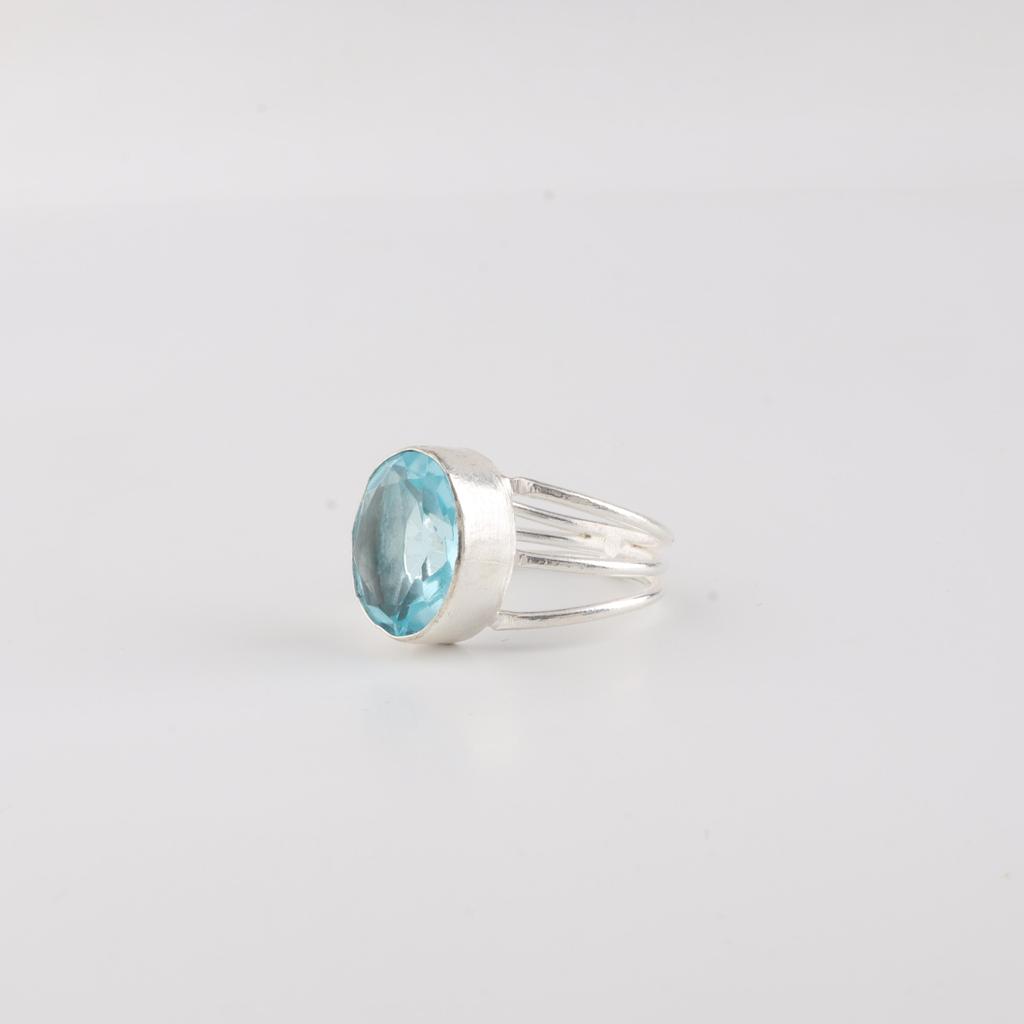 Sky Blue Topaz Gemstone Silver Ring, 925 Sterling Silver Jewelry, Designer Ring For Birthday Gift, Topaz Ring For Women RR-73-15