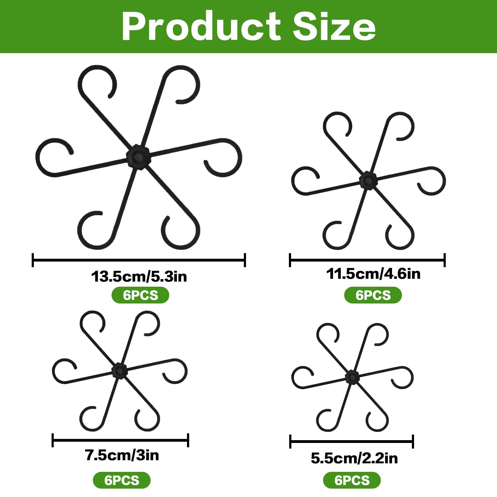 

24pk Black Plant Support Rings - Plastic Holders for Monstera, Roses & Indoor Plants