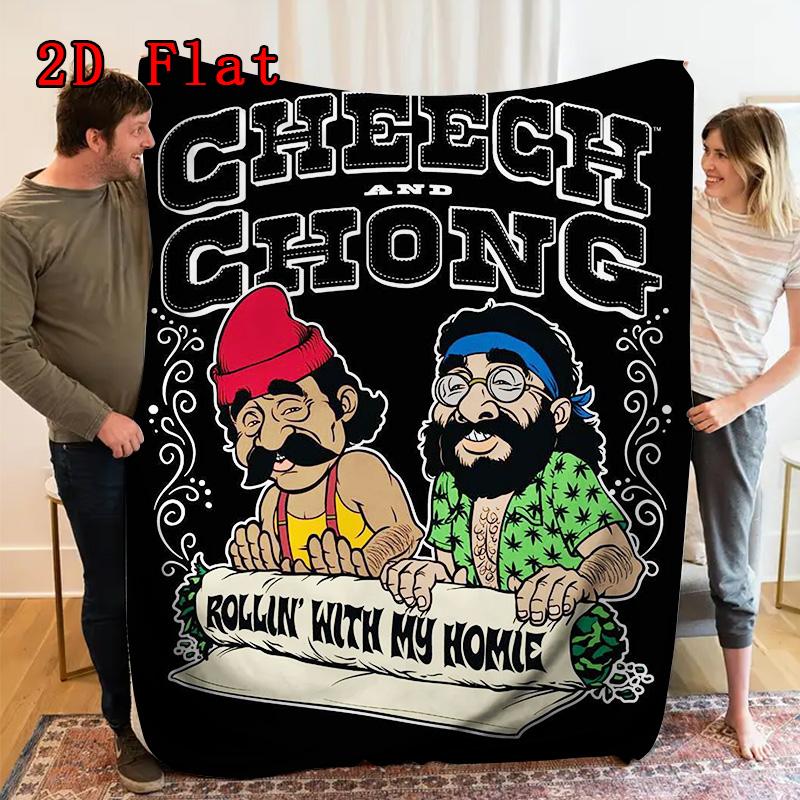 Cheech & Chong Style 2D Flat Pattern Flannel Blanket High Quality All Seasons Warmth and Comfort Perfect for Christmas Gifts.