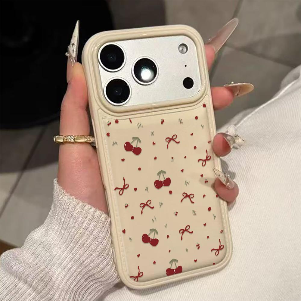 Bow Cherry Phone Case For IPhone 17 17Air 16 15 Case For IPhone 11 13 12 14 Pro Max 16 15 14 Plus Cover Case Funda 17 17Air