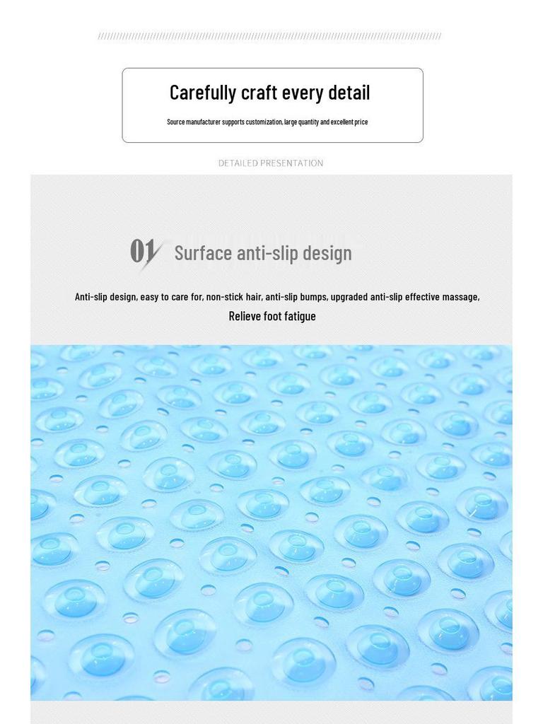PVC5353 Non-slip Bubble Shower Mat with Suction Cups - Fall Prevention and Water Leakage Protection.