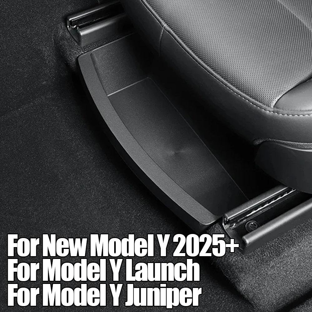 1pc Car TPE Underseat Drawer Organizer Under Seat Storage Box Seat Tray Trash Can for Tesla New Model Y 2025 Juniper Launch