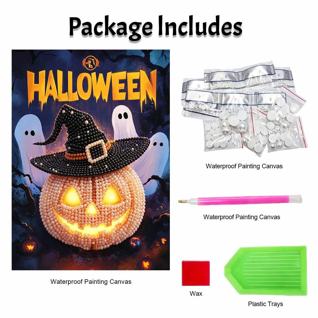Halloween pearl painting handmade diy art pumpkin pearl home decoration painting