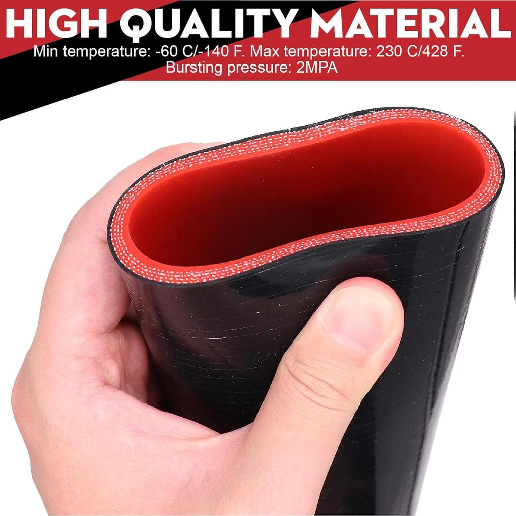ID 2.5Inch 4-Ply Straight Coupler Silicone Hose 5Mm Thickness 8Inch Length With 2 X Stainless Steel T-Clamps (2.5Inch(63Mm))