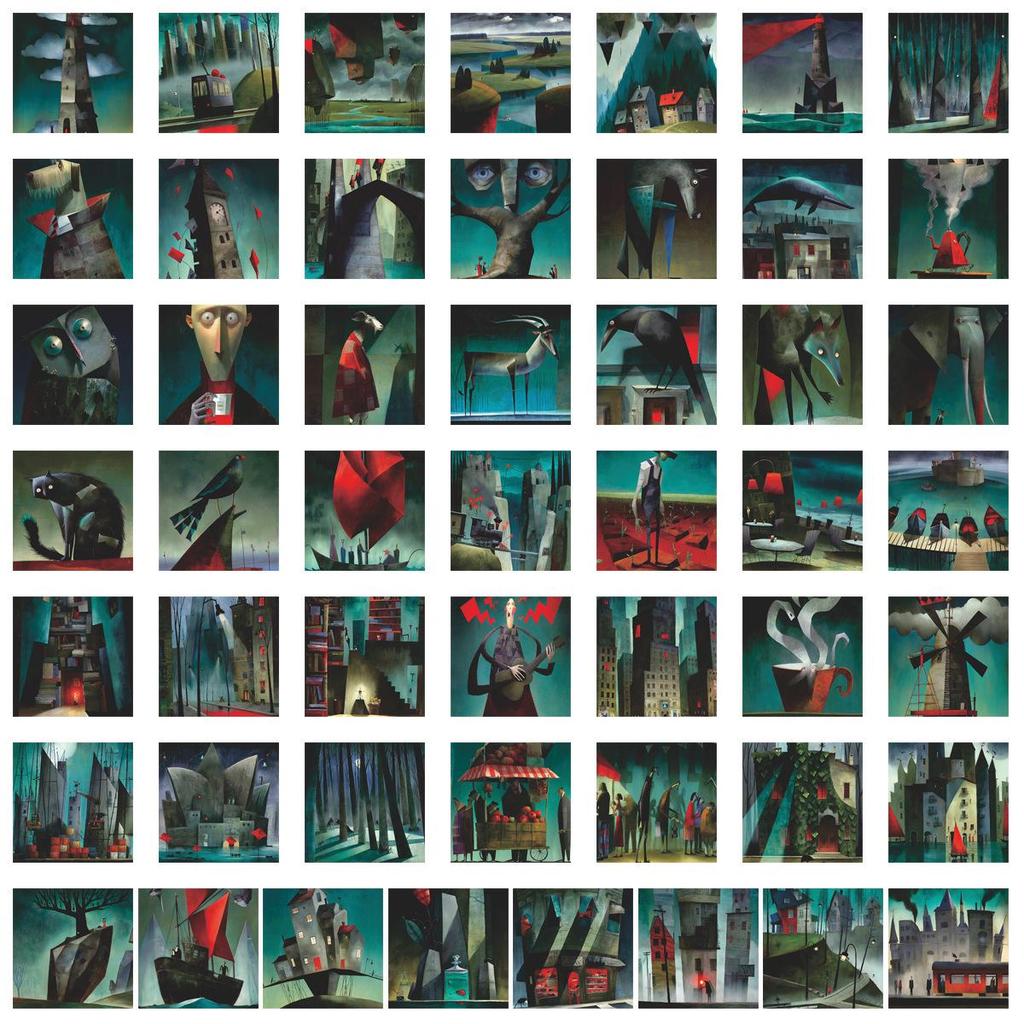 Fantasy Geometric Illustration Stickers: 50 Sheets of Retro City Animals for Journaling and Luggage Decoration